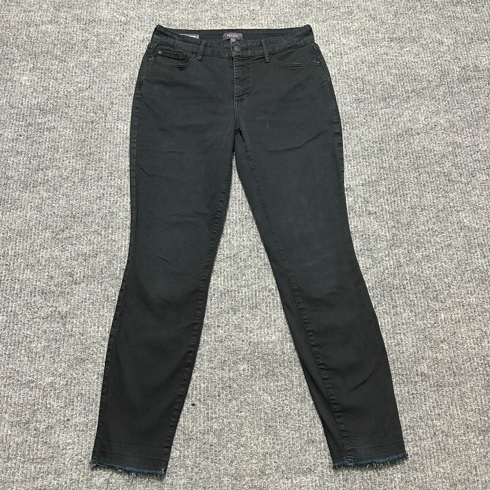 NYDJ Womens AMI Skinny Jeans Size 6 Black Stretch‎ Denim Legging Lift Tuck Tech
